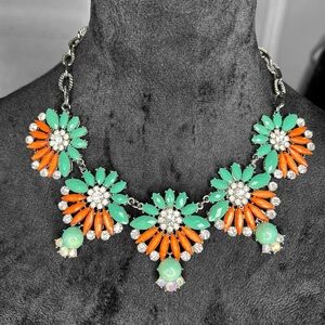 AMRITA SINGH Necklace Light Turquoise & Coral Acrylic with Crystal SZ:OS